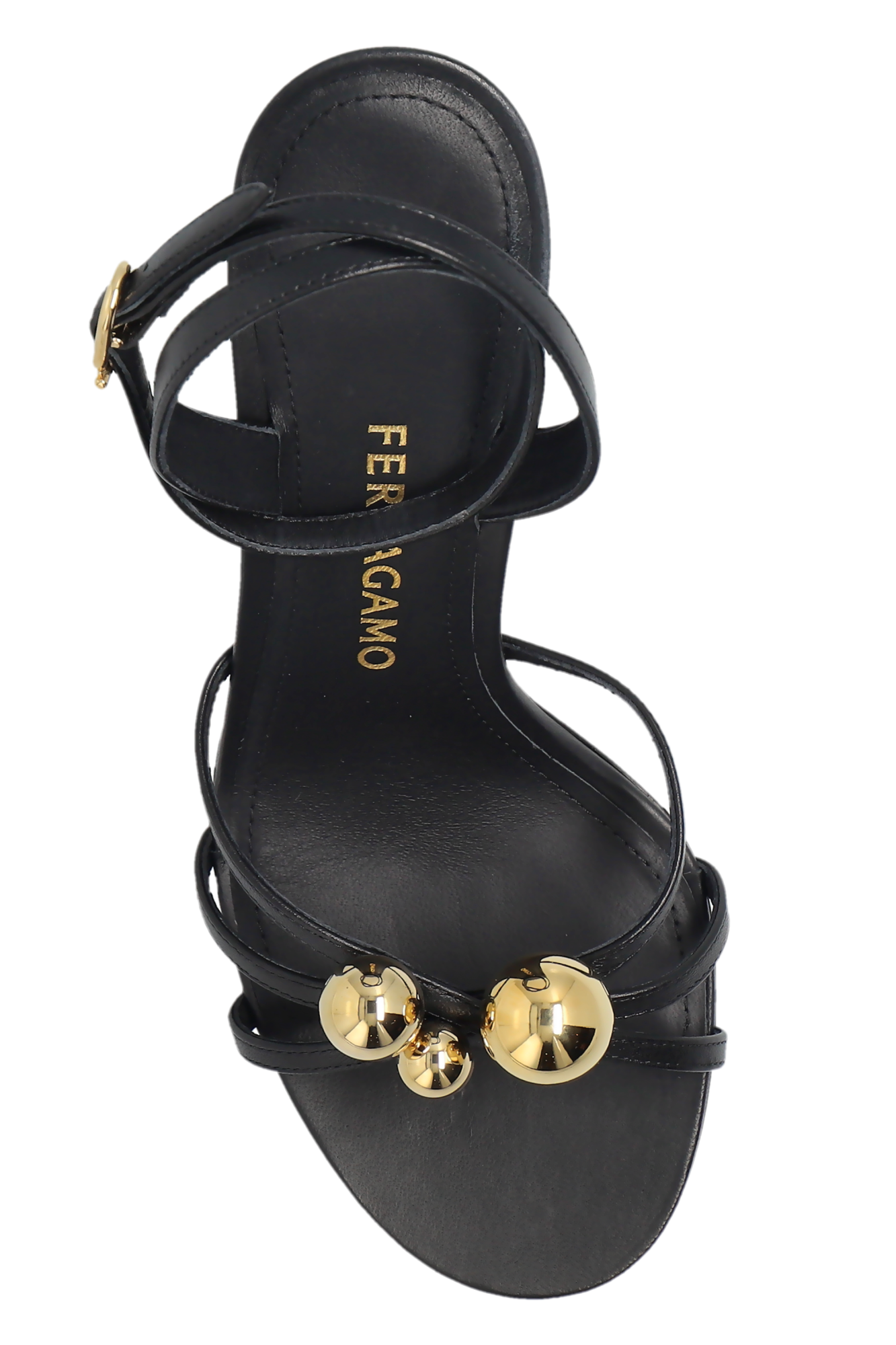 サンダル・ミュール Salvatore Ferragamo Black Leather Karina Sandals Black Heeled sandals